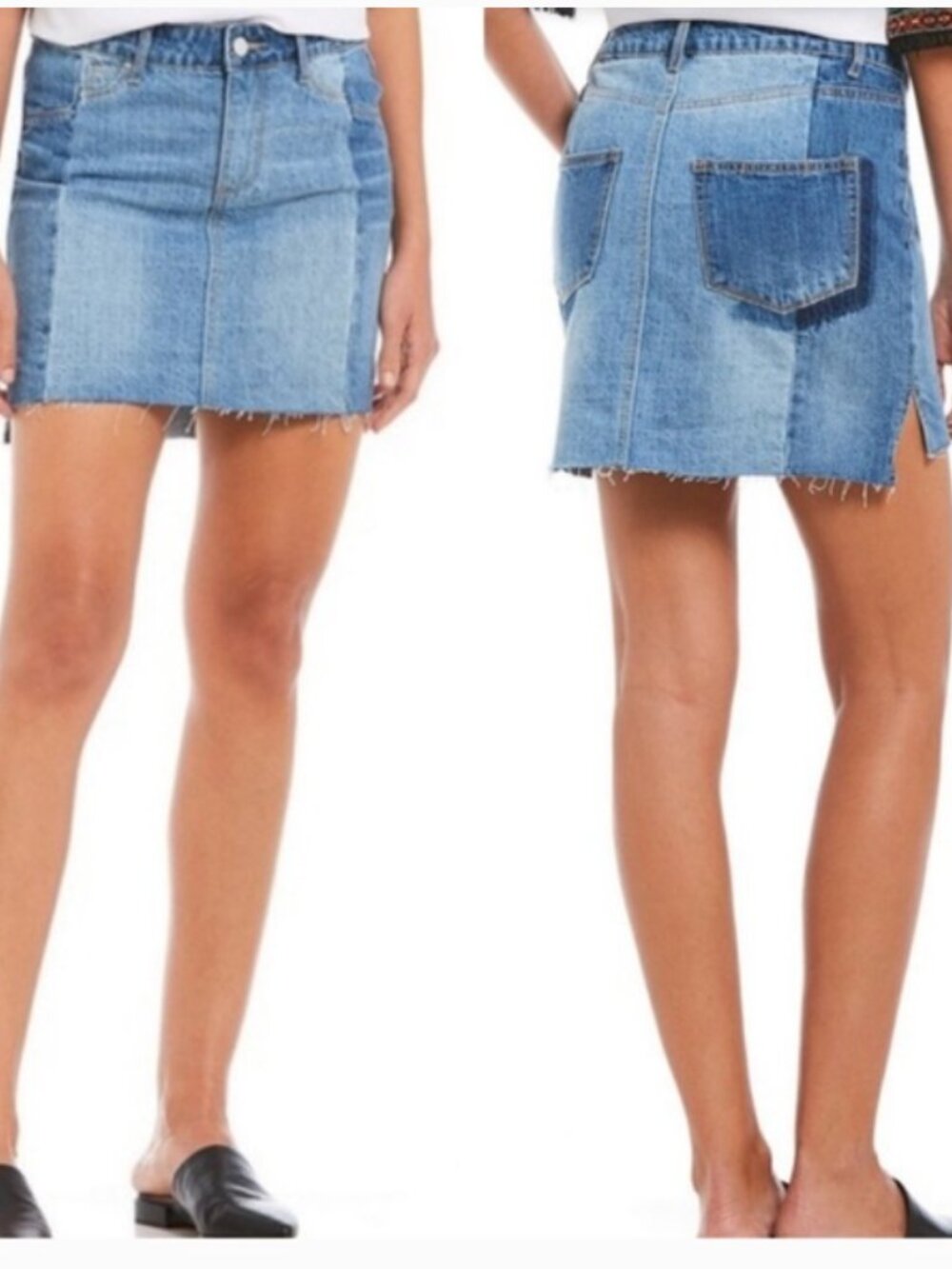 Gianni Bini Frayed Hem Denim Mini Skirt